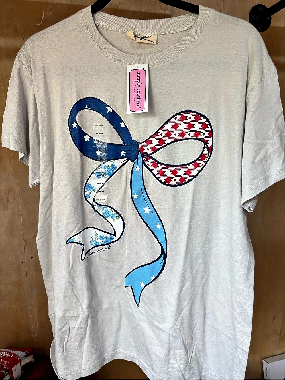 Simply Southern Patriotic Bow T-Shirt Graphic Short Sleeve Tee